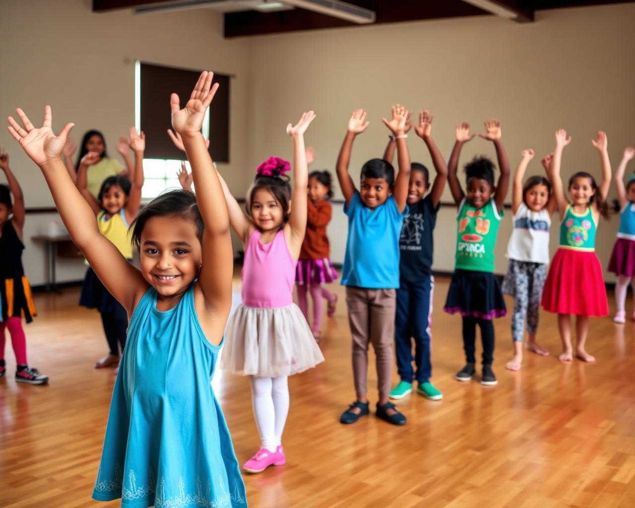 Crianças em aula de dança